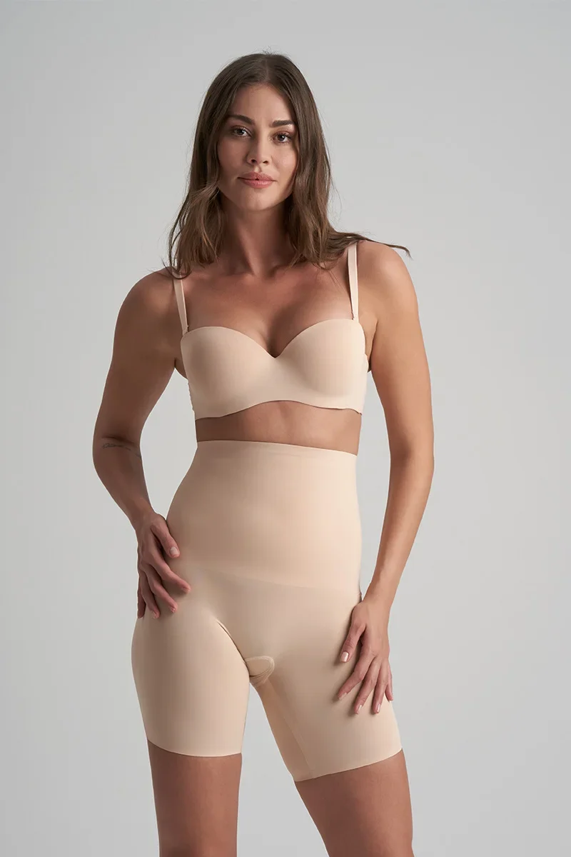 ByeBra – Taillenformende Shapewear (Extra starker Halt), Taillenformer, High Waist, Kurz, Beige