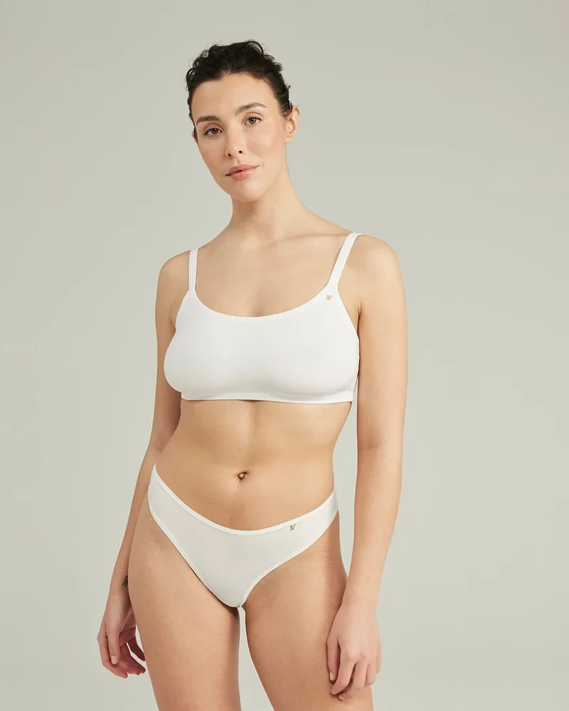 Nudea - Stretch-Bralette mit Rundhalsausschnitt, Weiß