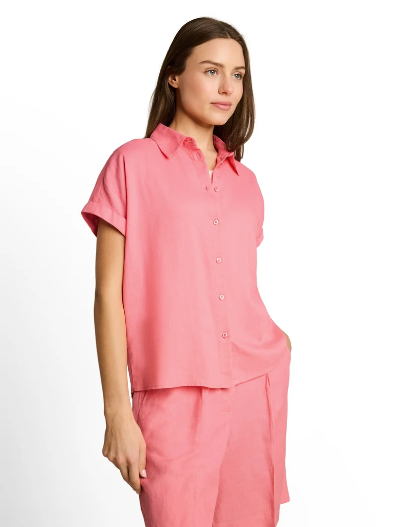 Loose Fit Bluse mit Leinenanteil