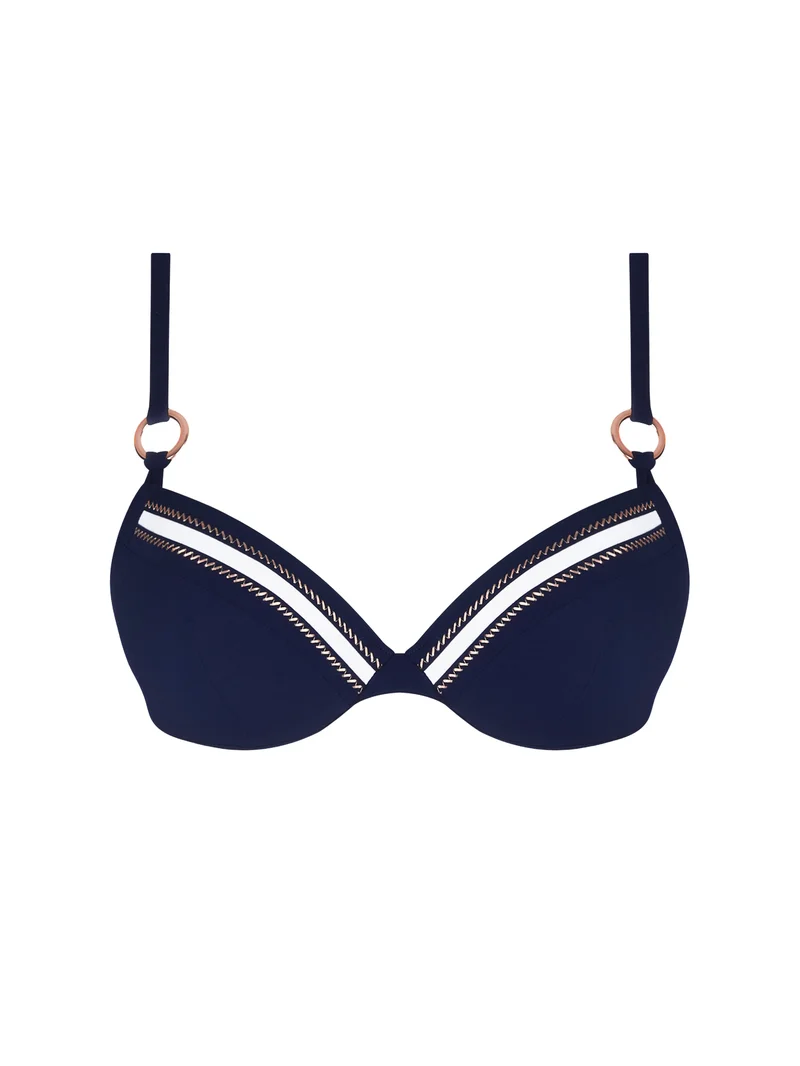 Lise Charmel Bademode - Gepolstertes Bikini-Oberteil mit tiefem Ausschnitt von Cordage Precieux, Marineblau