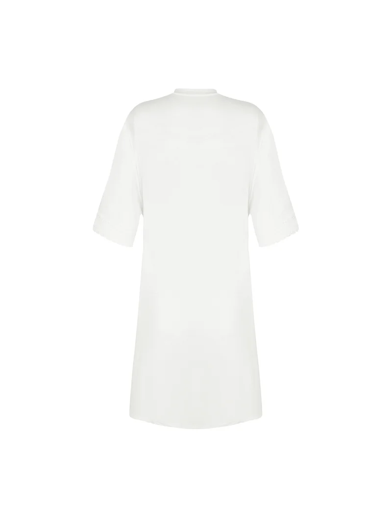 Antigel von Lise Charmel – Schlichtes, mittellanges Negligé-Kleid in Ecru-Perlmutt