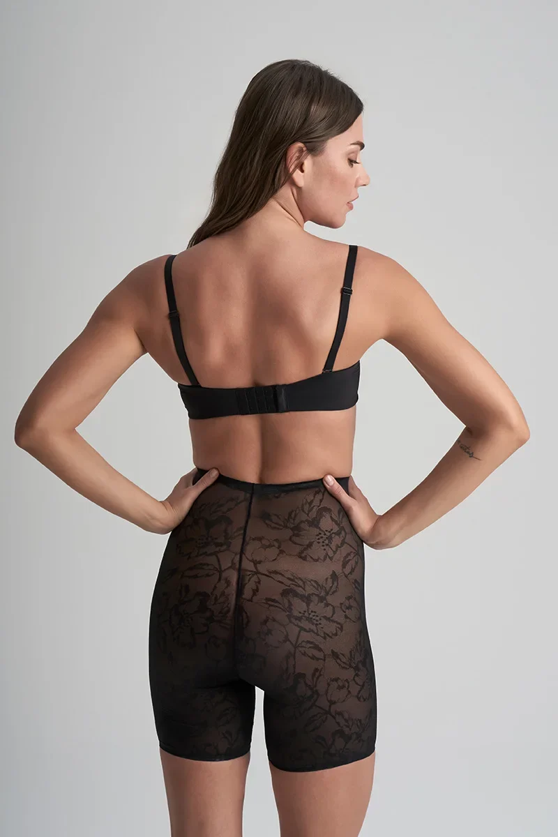 ByeBra – Spitzen-Shapewear, hochtaillierte, formende Shorts aus Spitze, Schwarz