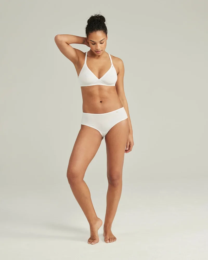 Nudea - Stretch-Bikinihose mit mittelhohem Bund, Weiß
