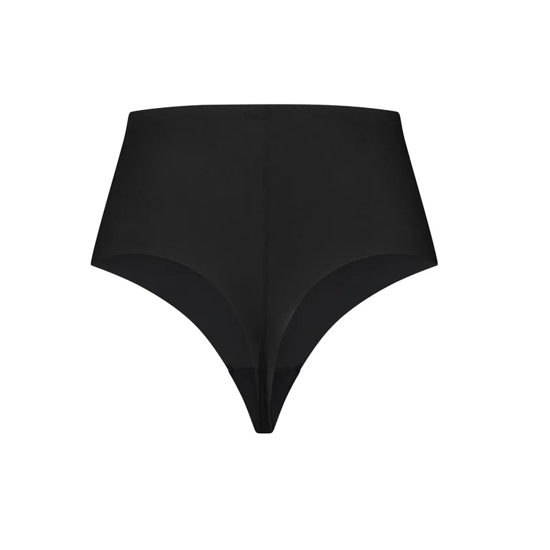 ByeBra – Formgebende Unterwäsche (Starker Halt) Formgebender String-Tanga mit mittelhoher Taille, Schwarz