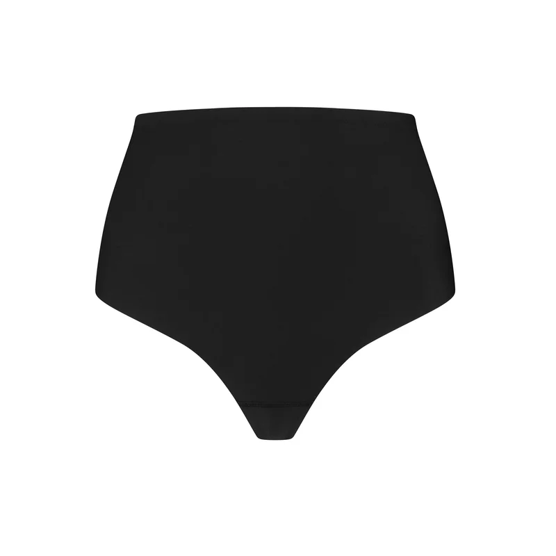 ByeBra – Formgebende Unterwäsche (Starker Halt) Formgebender String-Tanga mit mittelhoher Taille, Schwarz