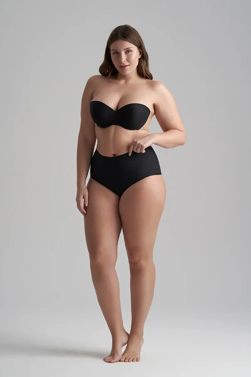 ByeBra – Shapewear mit tiefem Rückenausschnitt (leichte Stütze), schwarzer Slip mit tiefem Rückenausschnitt und mittelhohem Bund