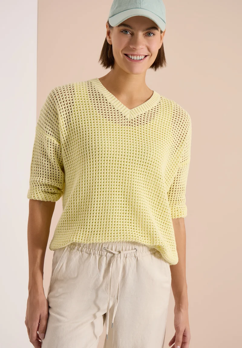 Kurzarm Pullover im Crochet-Look