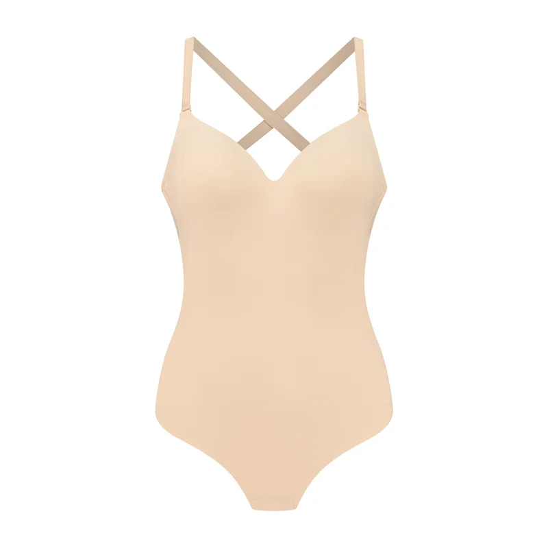 ByeBra – Shapewear mit tiefem Rückenausschnitt (leichte Stütze), Body mit tiefem Rückenausschnitt, Beige