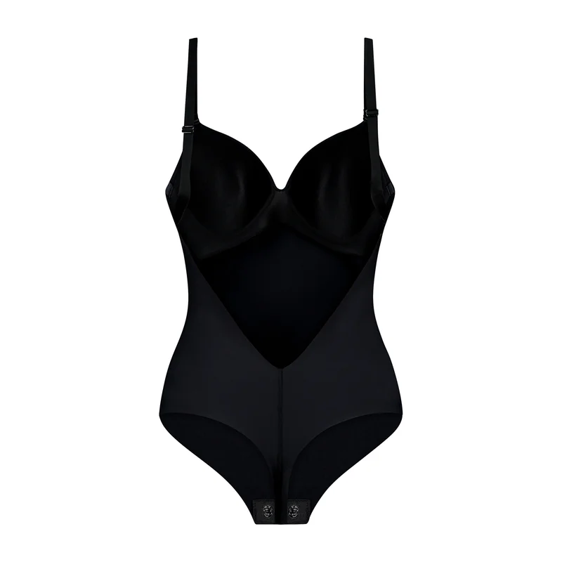 ByeBra – Shapewear mit tiefem Rückenausschnitt (leichte Stütze), Body mit tiefem Rückenausschnitt, String, Schwarz