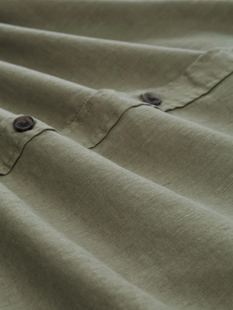 Relaxed Fit Kurzarmhemd mit Leinenanteil