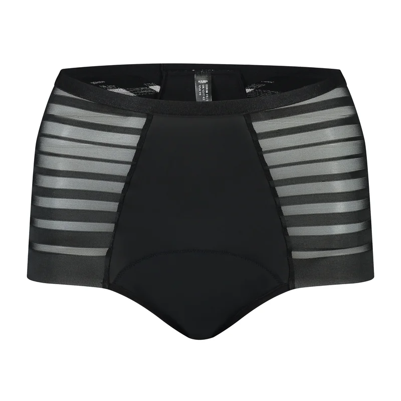 ByeBra – Auslaufsichere Periodenunterwäsche, High Slip mit Spitze, Schwarz