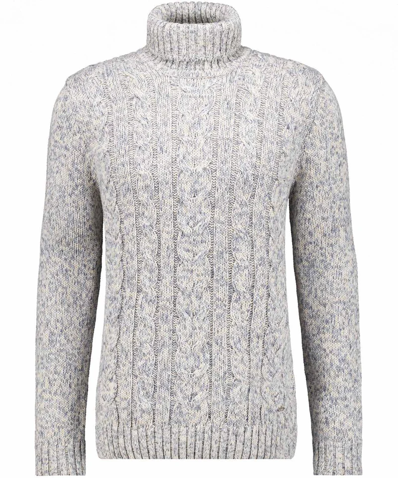 Strickpullover mit Rollkragen und Zopfmuster