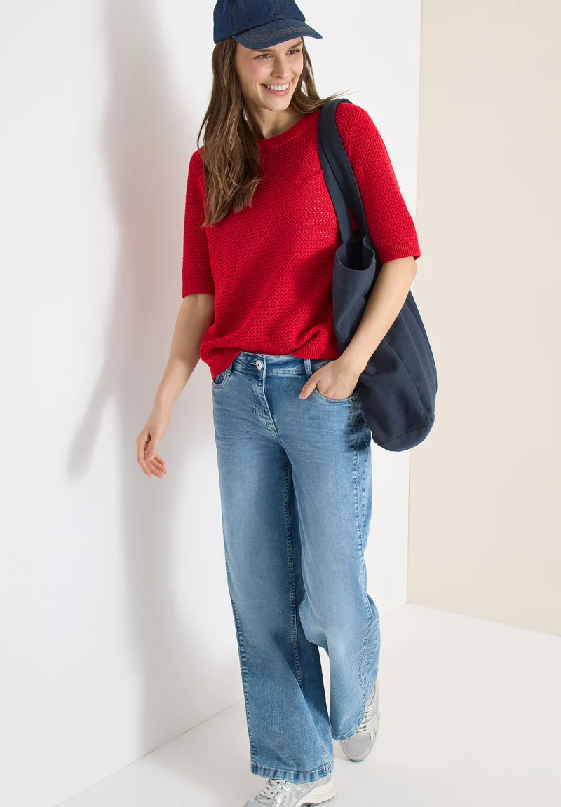 Kurzarm Pullover mit Struktur