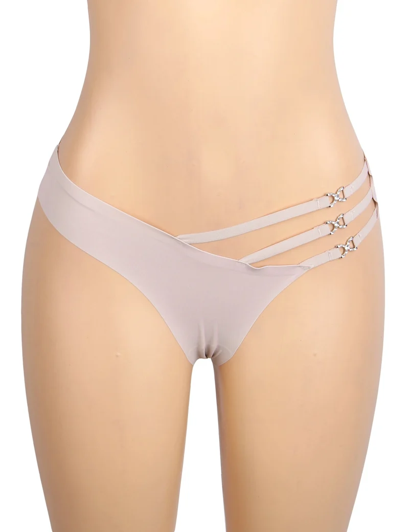Nahtloser rosa Slip – Dekorativer Ringbund, Nylon-Bademodenstoff & abschneidbarer Saum