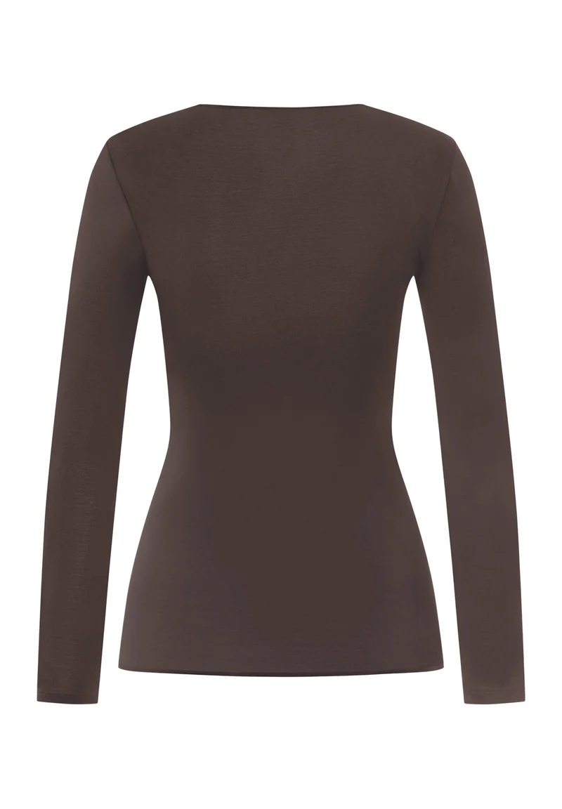 Cotton Seamless L/SLV Shirt | dark mocha 071620-072185