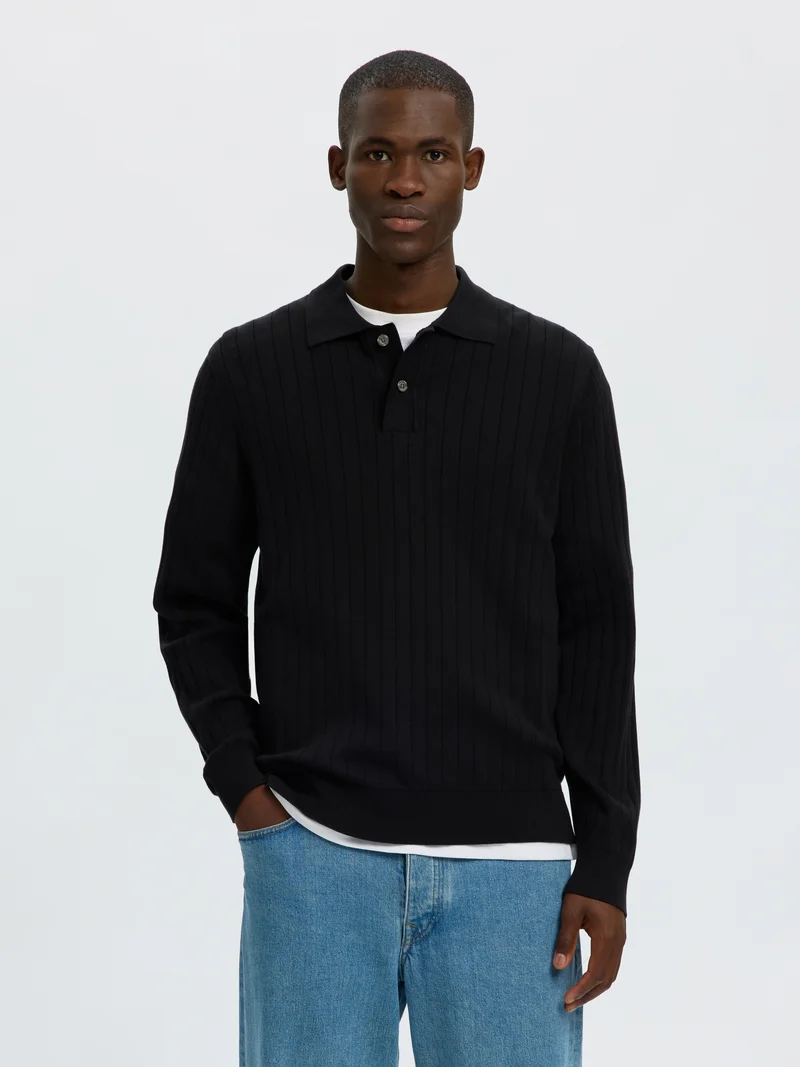 SLMTORINO LS KNIT RIB POLO NOOS