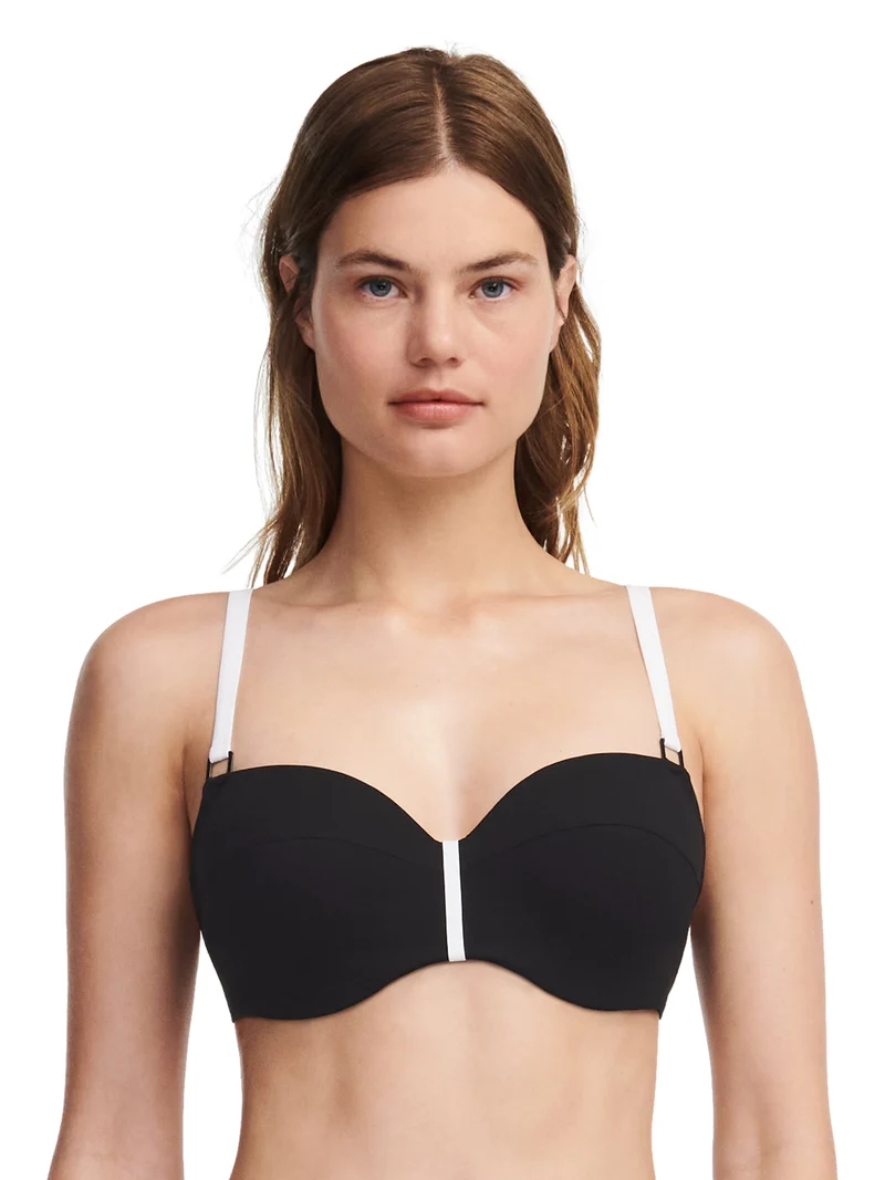 Chantelle Bademode – Authentischer Memory-Bikini mit halbem Körbchen, Schwarz/Weiß