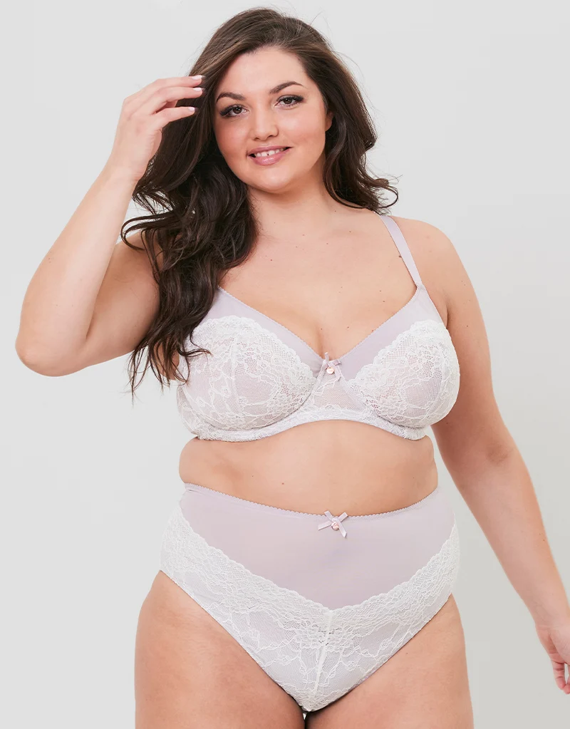 Oola Tonal Lace High Waist Brief Ivory/Latte