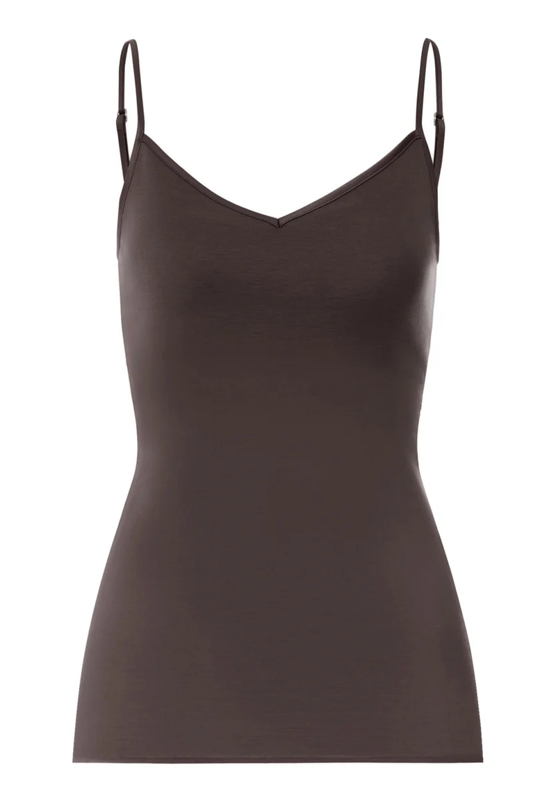 Cotton Seamless Padded Spaghetti Top | dark mocha 071605-072185