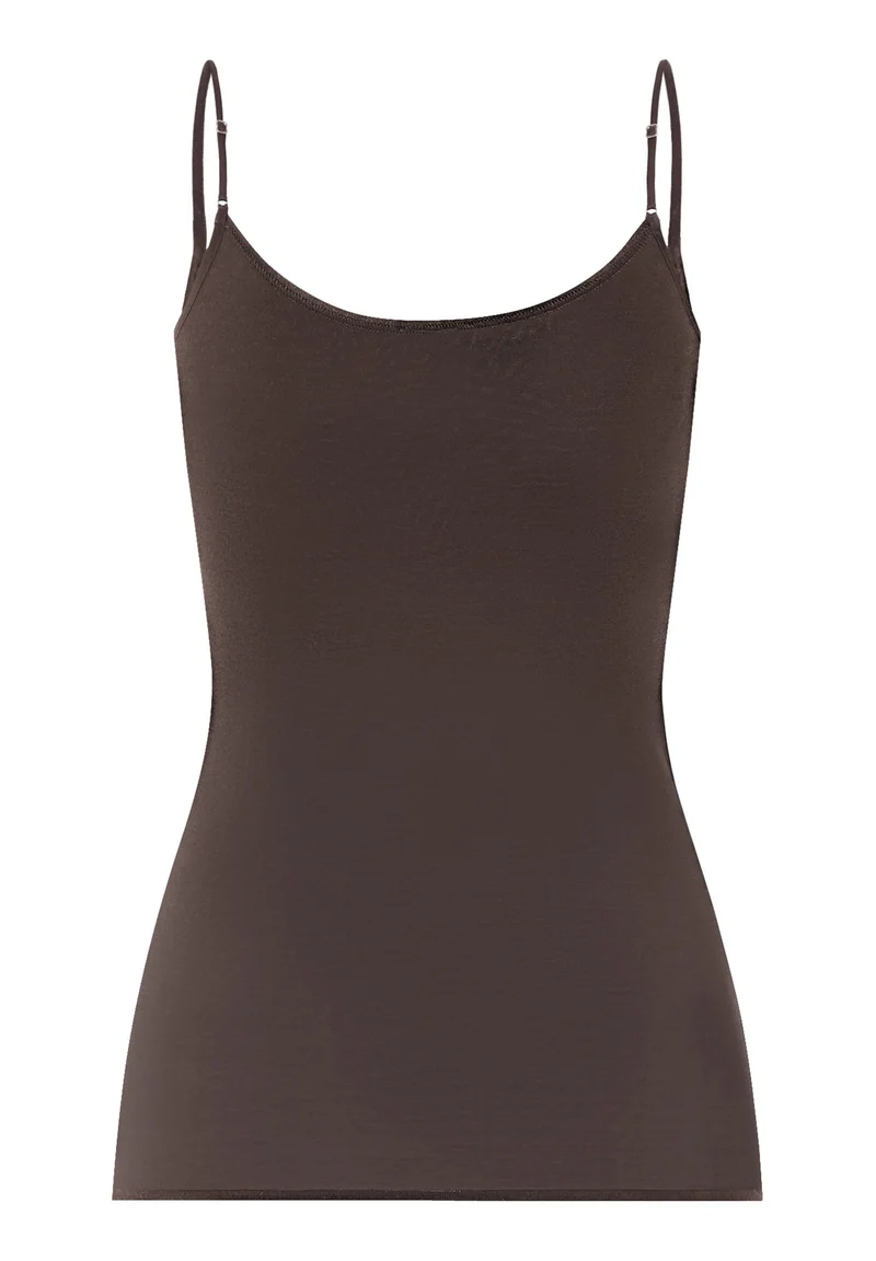 Cotton Seamless Padded Spaghetti Top | dark mocha 071605-072185