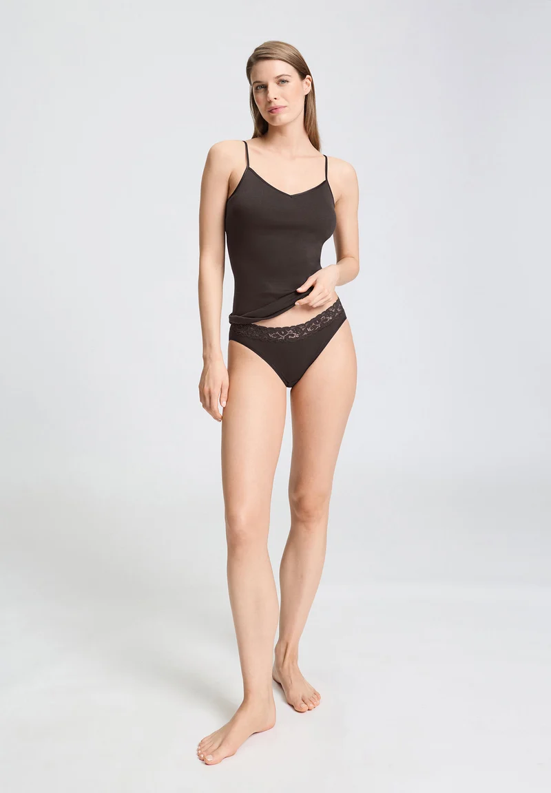 Cotton Seamless Padded Spaghetti Top | dark mocha 071605-072185