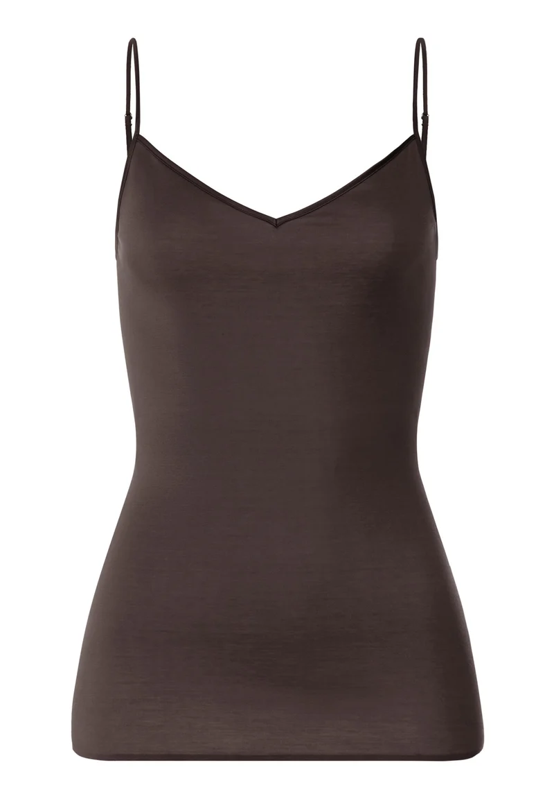 Cotton Seamless Spaghetti Top | dark mocha 071601-072185