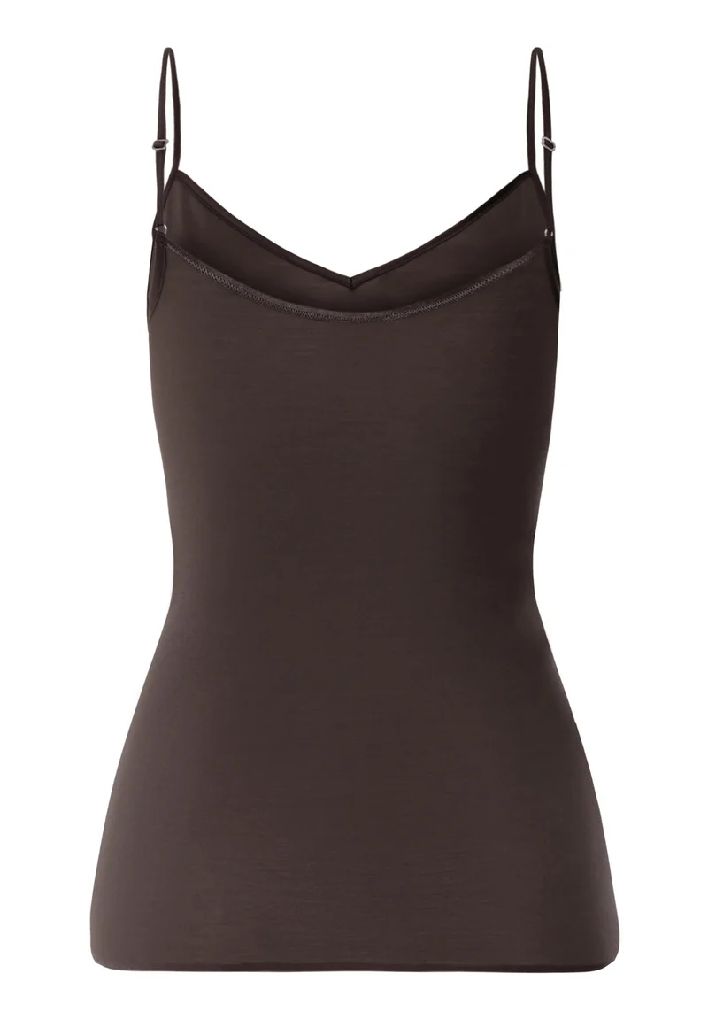 Cotton Seamless Spaghetti Top | dark mocha 071601-072185