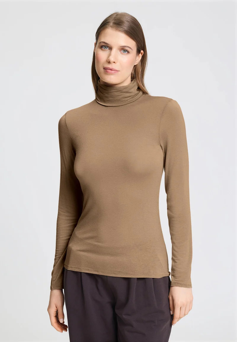 Ultralight Wool Turtle-Neck Shirt | suede camel 071597-072825
