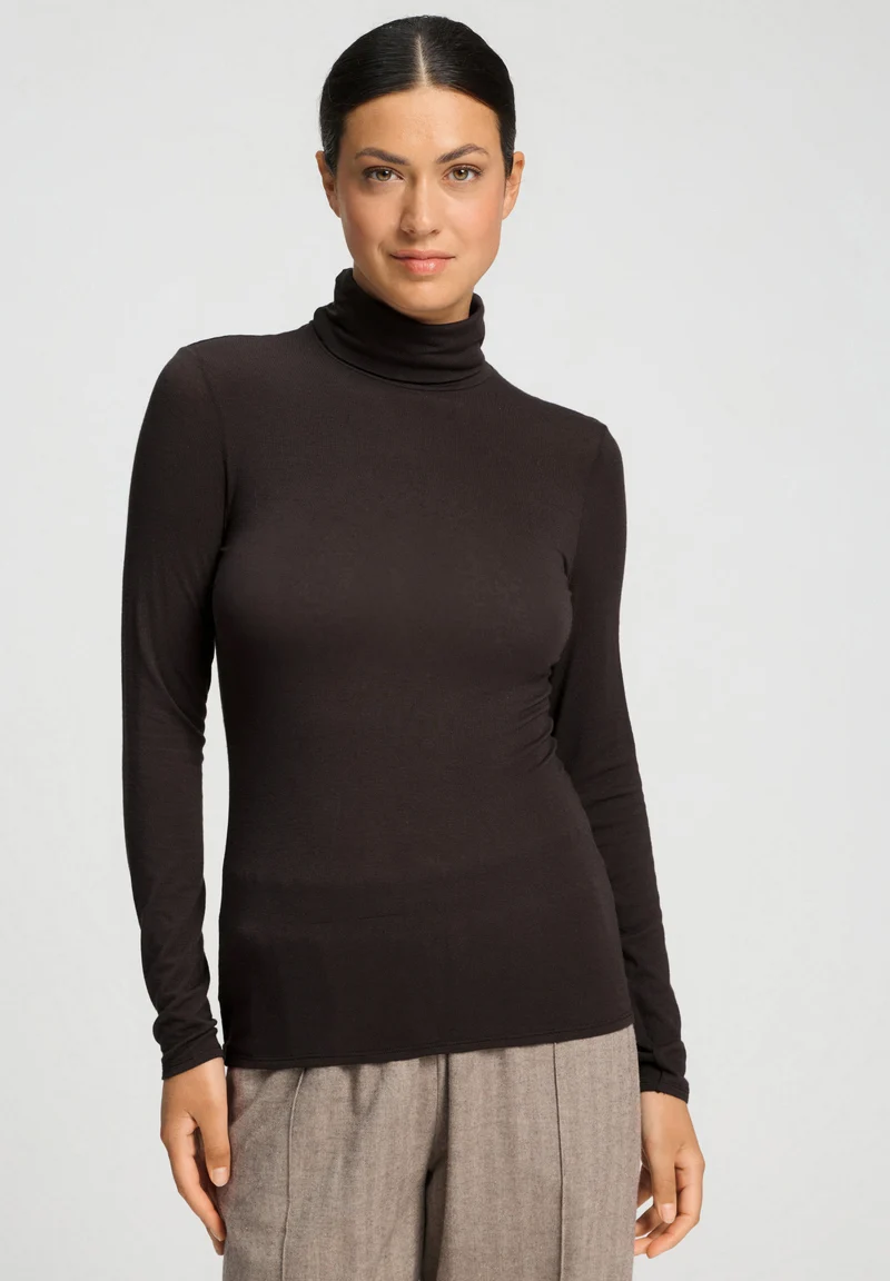 Ultralight Wool Turtle-Neck Shirt | dark mocha 071597-072185