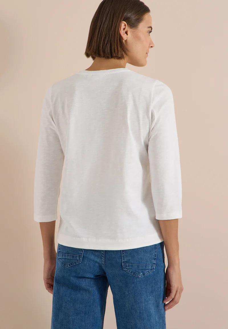 3/4-Arm Shirt mit Rundhals in Unifarbe