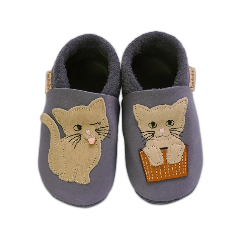 Baobaby Classic Babyschuhe - Katzenkuss Grau L