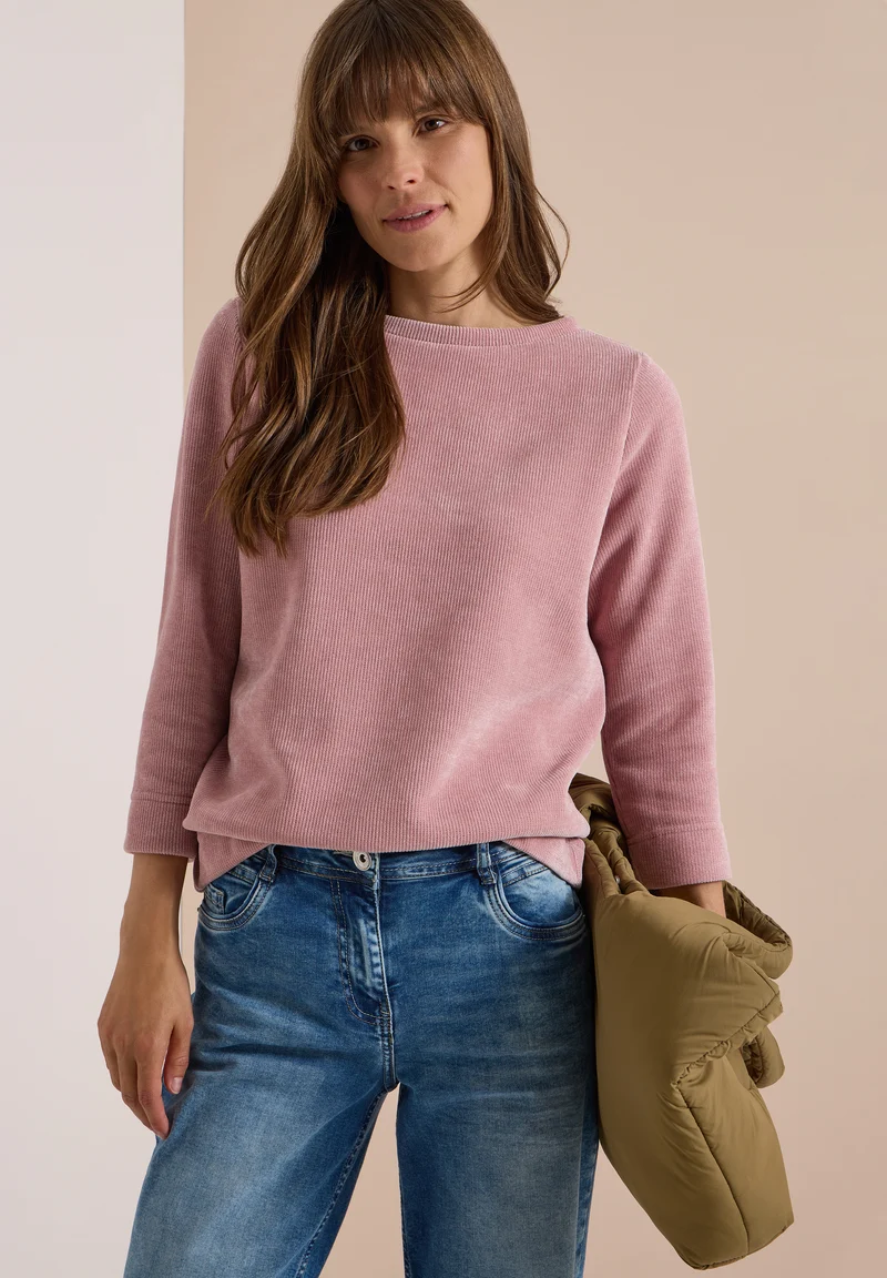 3/4-Arm Shirt aus Cord mit Boat Neck