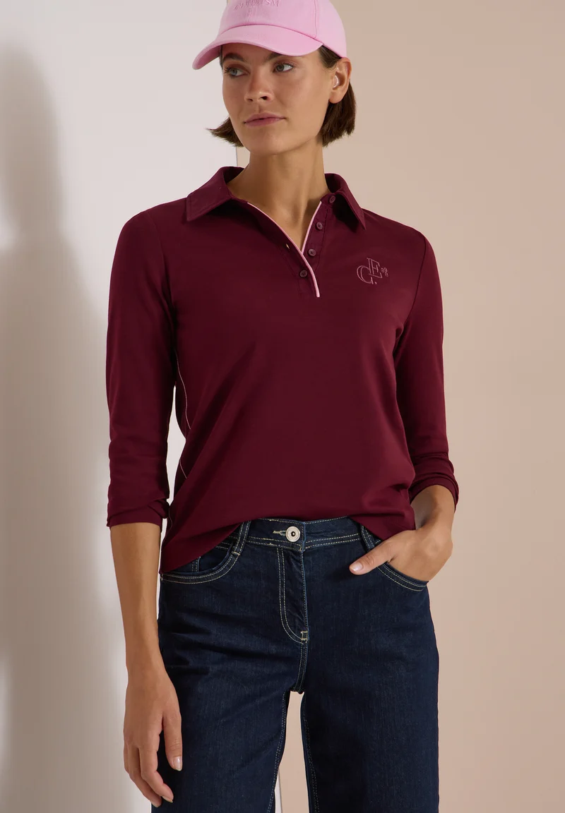 Langarm Poloshirt mit Knöpfen