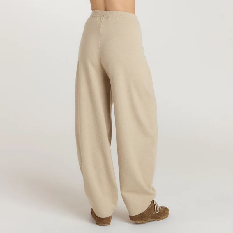 Barrel Leg Knitted Joggers - Oatmeal Marl