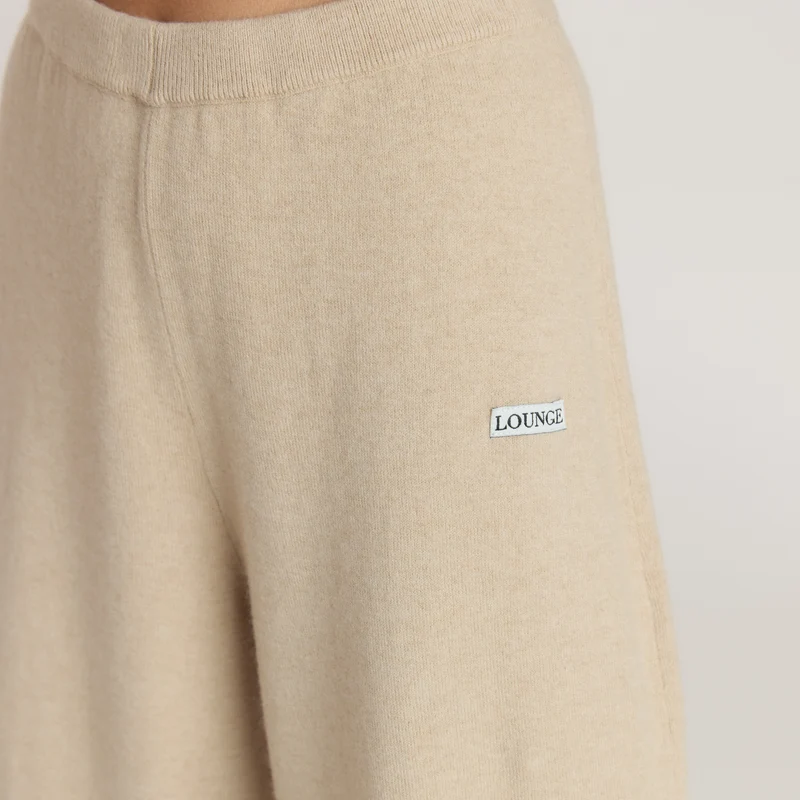Barrel Leg Knitted Joggers - Oatmeal Marl