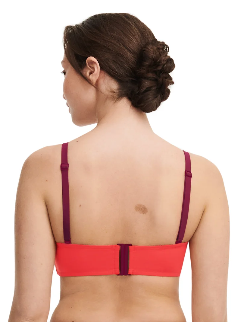 Chantelle Bademode – Authentischer kabelloser Bandeau-Spacer-Bikini Rouge / Orange