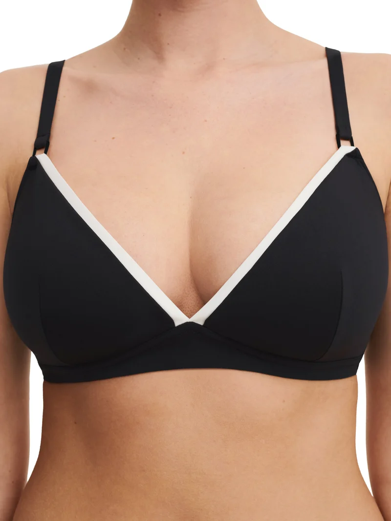 Chantelle Bademode – Authentischer, kabelloser Triangel-Spacer-Bikini, Schwarz/Weiß