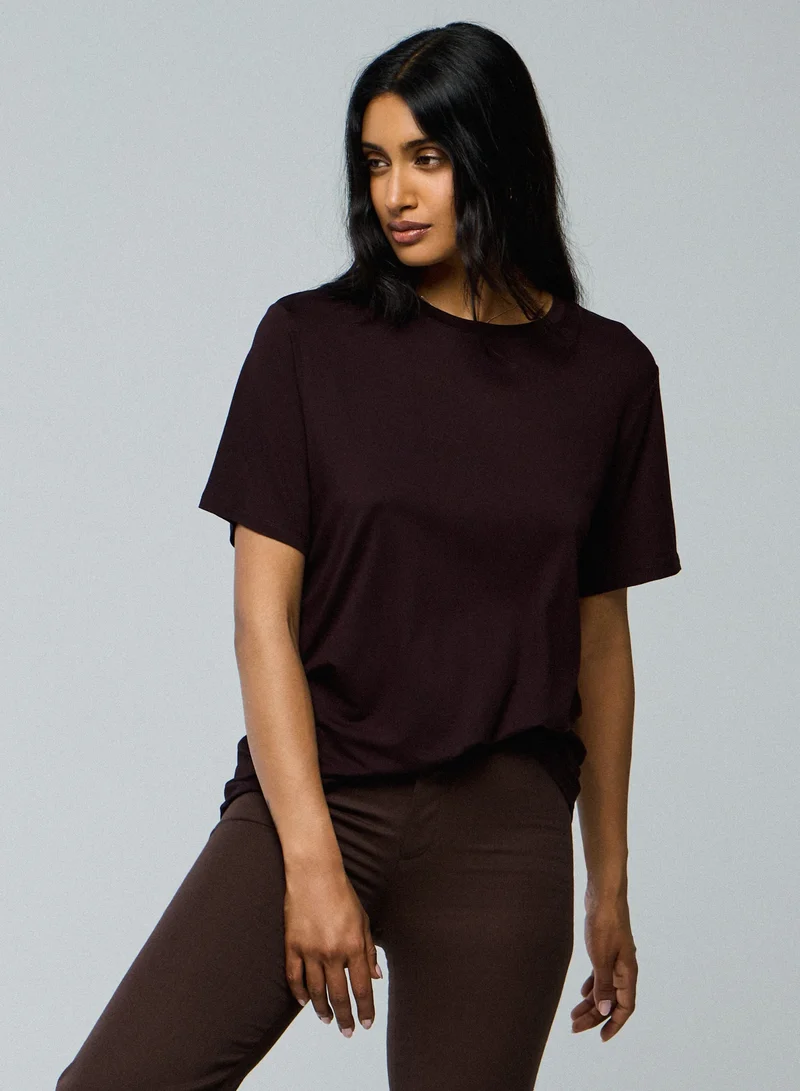 Round Neck T-Shirt Aubergine