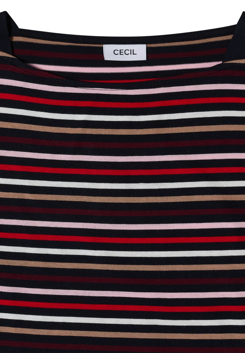 3/4-Arm Shirt mit Boat Neck und Streifen