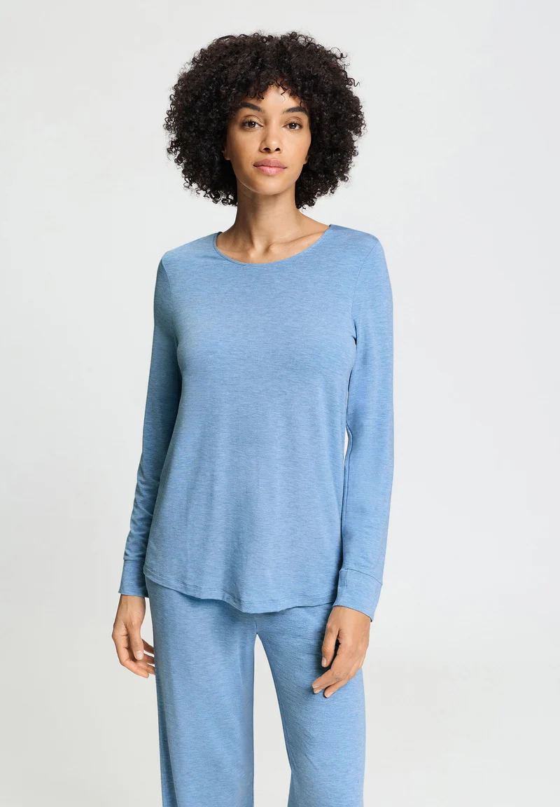Natural Elegance L/SLV Shirt | bluebird melange 074948-073160