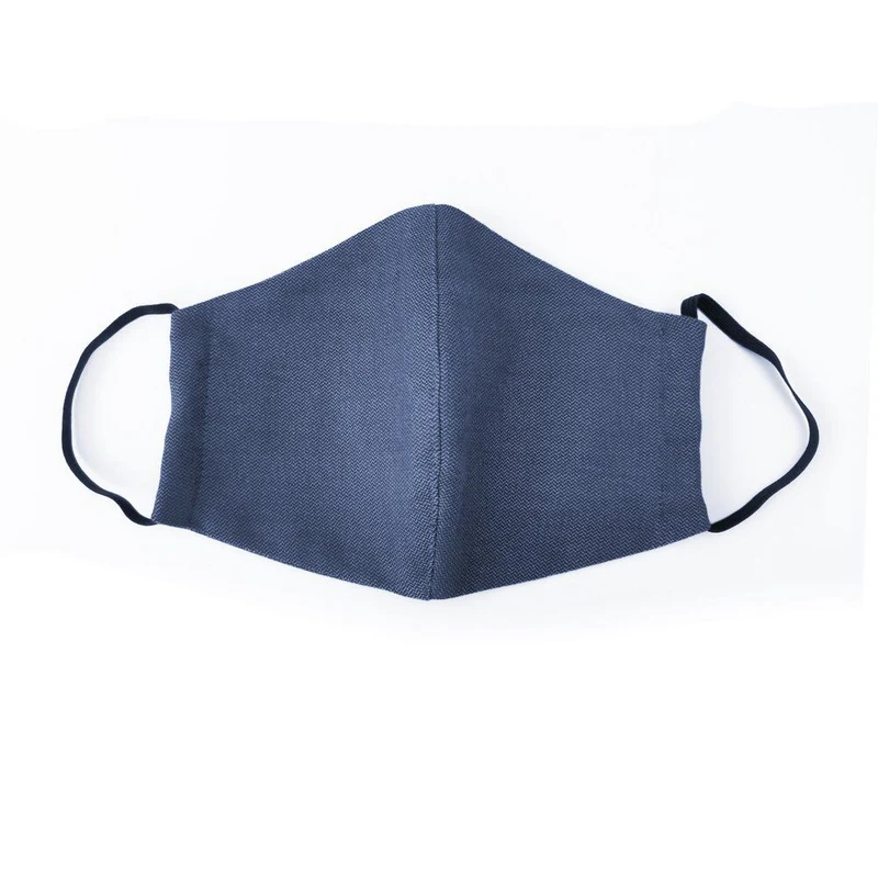Fidella Gesichtsmaske – Chevron/Denimblau mit Gummizug