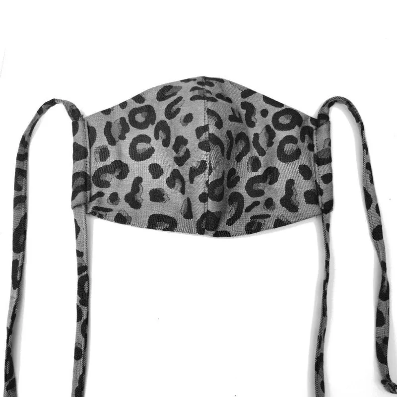 Fidella Gesichtsmaske – Leopard/Silber mit Bindeband