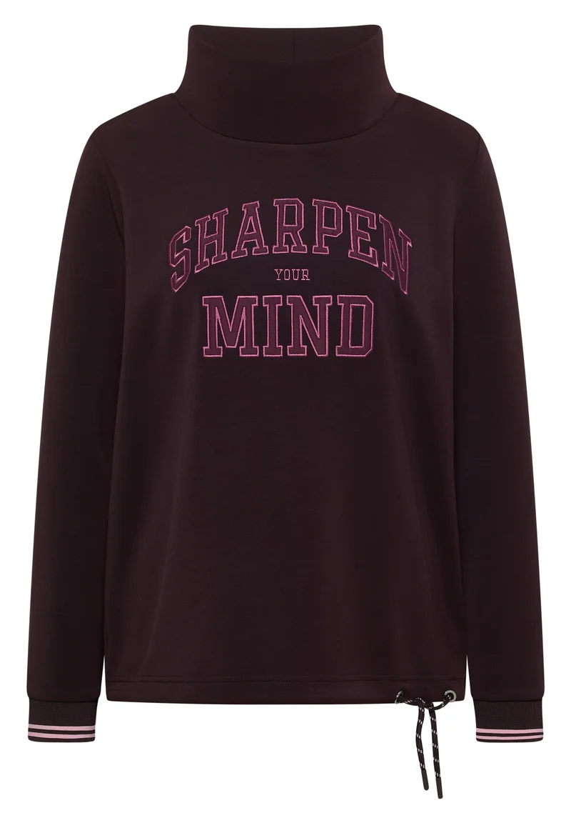 Langarm Shirt mit Stehkragen und Wording