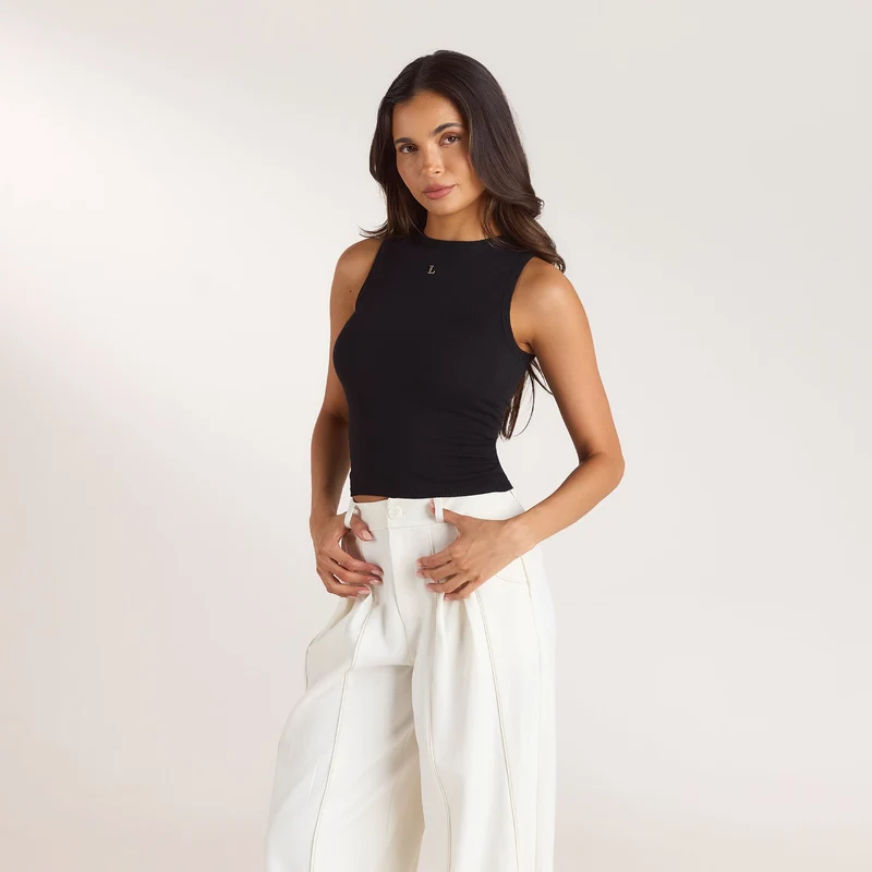 Knitted Vest Top - Black