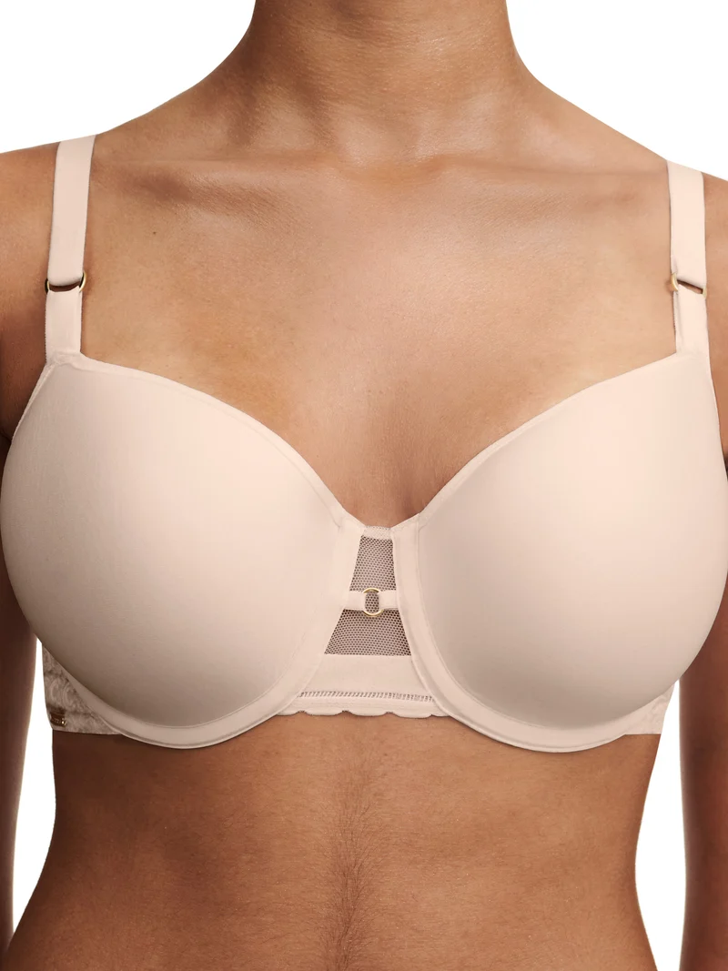Chantelle - Halbschalen-Memory-BH mit Monogramm in Goldbeige
