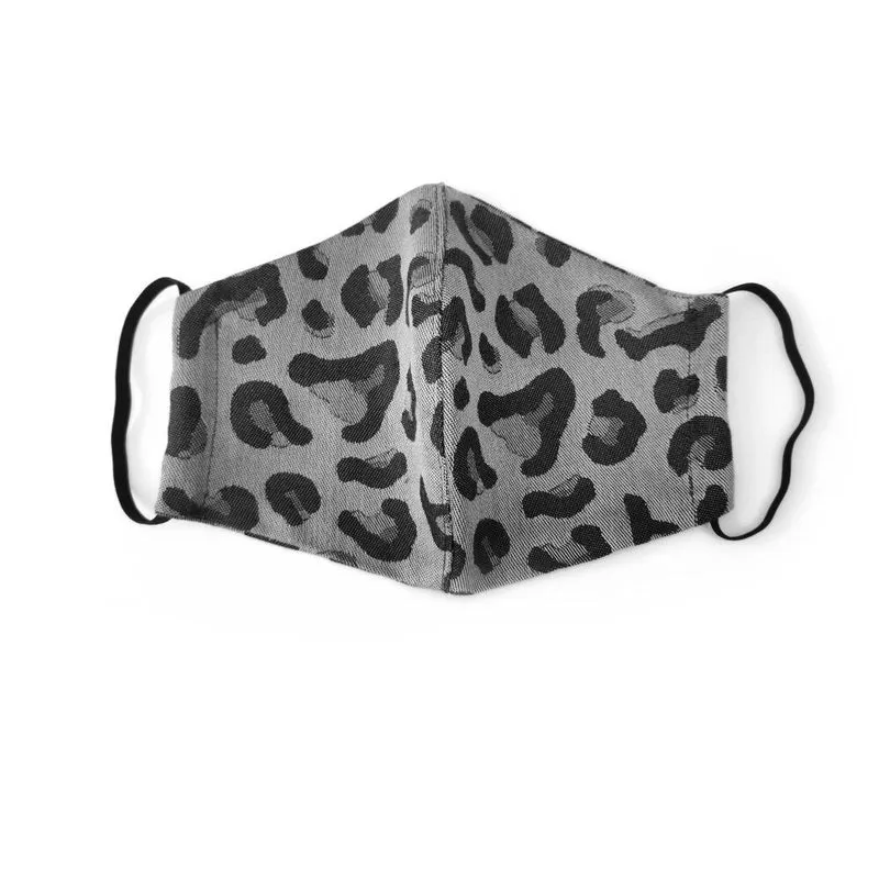 Fidella Gesichtsmaske – Leopard/Silber mit Gummizug