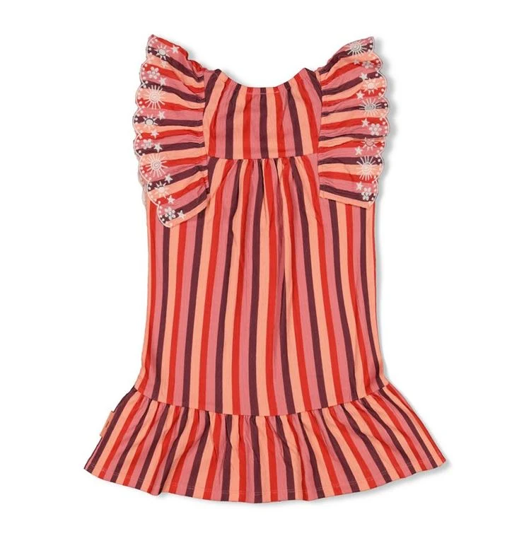 Kleid Ringel Seersucker - Salsa Sunset