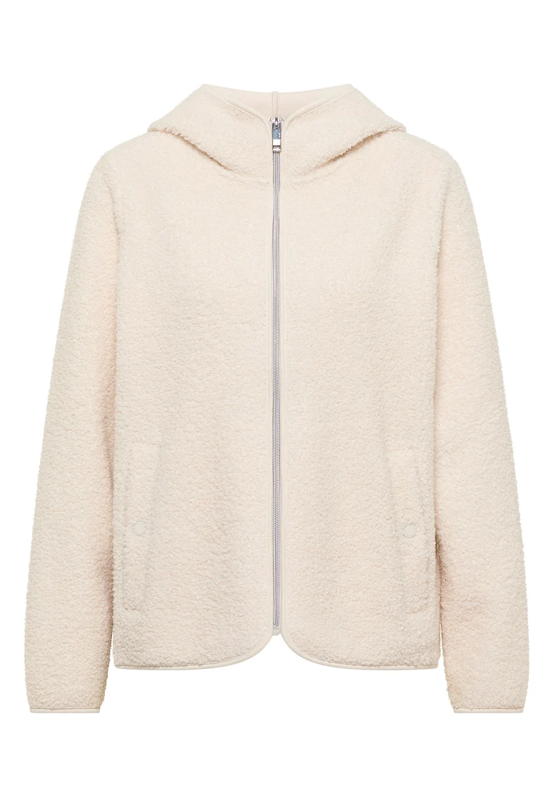Teddy-Jacke mit Kapuze in Unifarbe