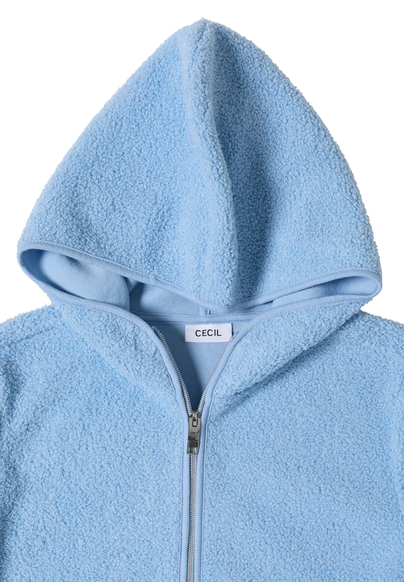 Teddy-Jacke mit Kapuze in Unifarbe