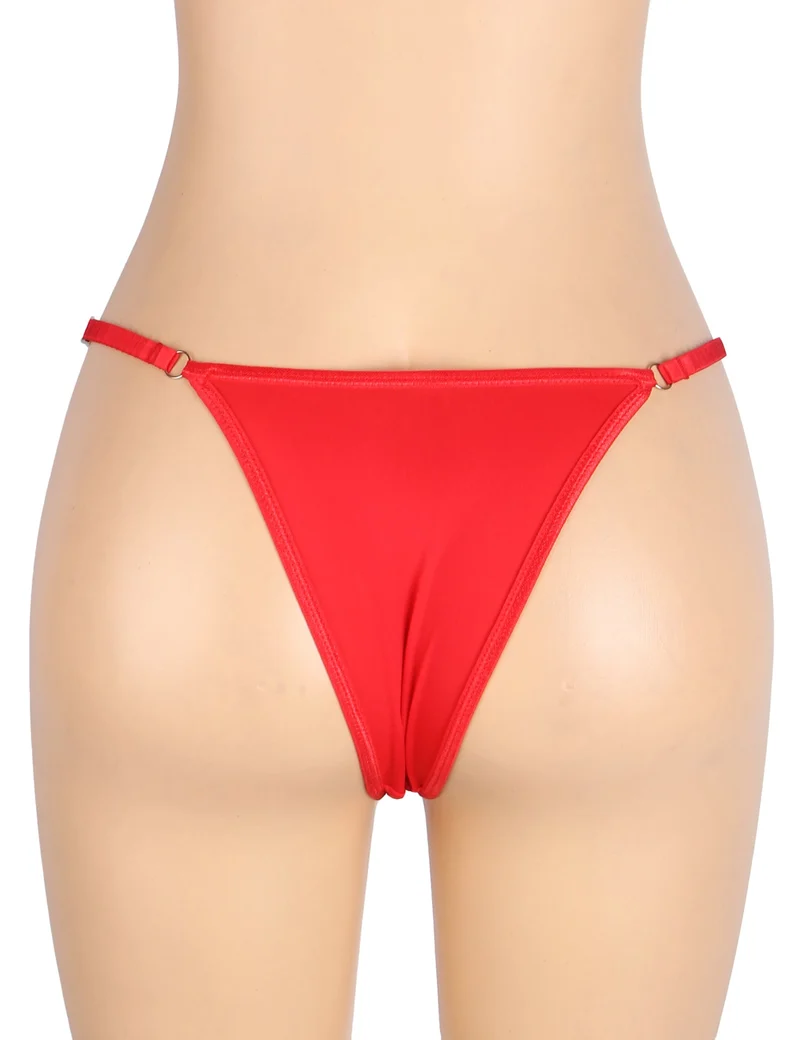 Roter Strassbuchstaben-Bund T-Back-Tanga